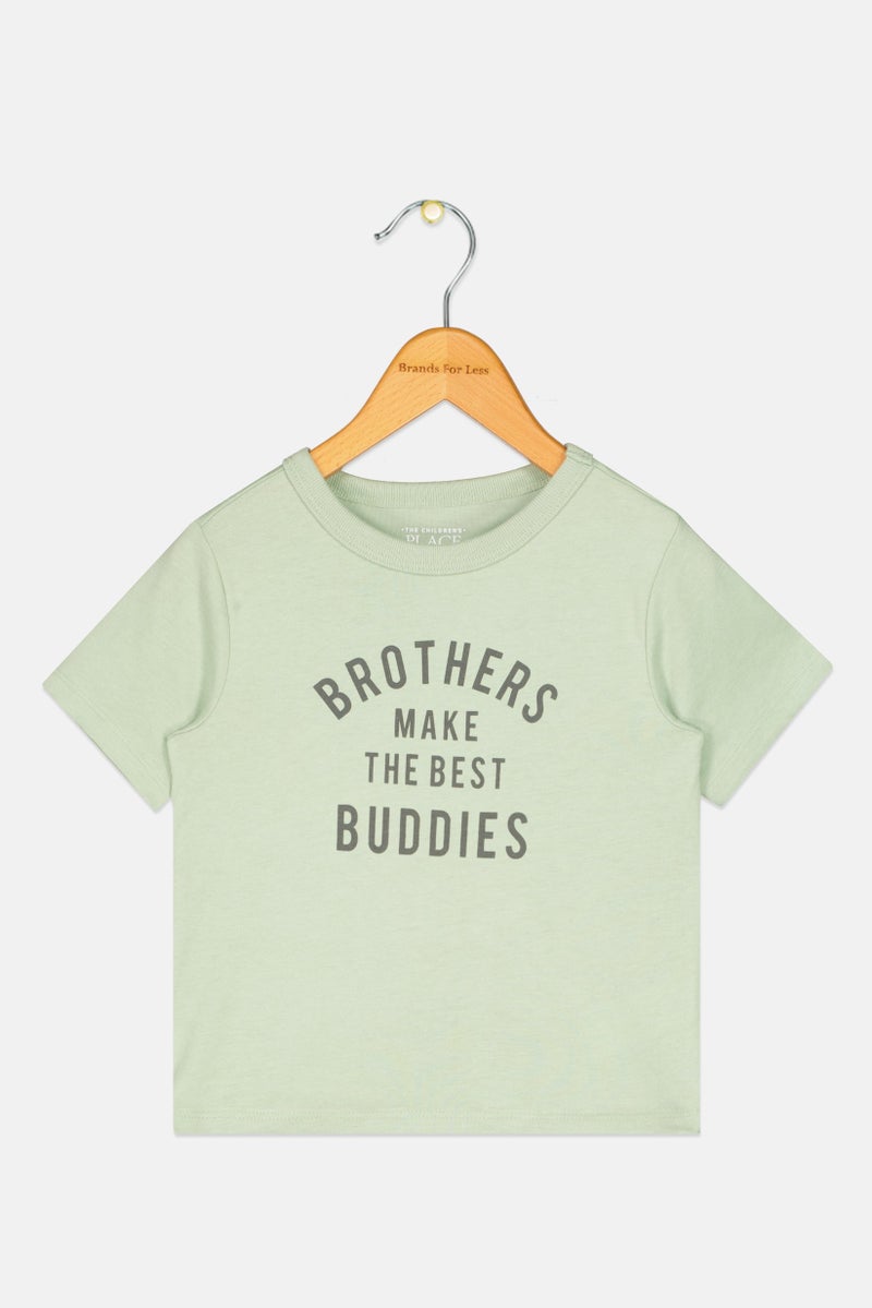 The Children's Place Toddlers Boy Short Sleeve Graphic Print T-Shirt, Sage Green - Image 3